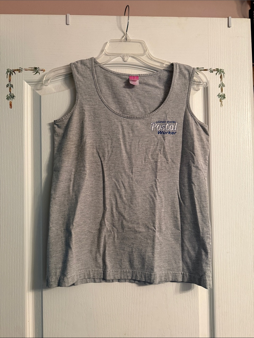 Next Level Apparel Gray Scoop Neck Women's Tank with Postal Worker Chest Logo